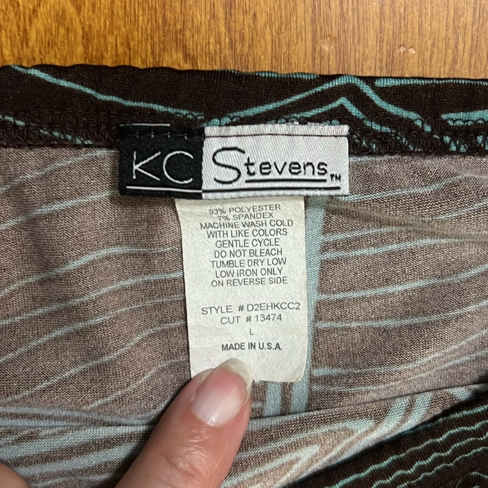 Vintage Y2k KC Stevens Geometric Skirt Size L Brown Blue Fairy Grunge 2000’s - Picture 3 of 9